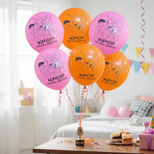 Pack 12 Globos Látex Cumpleaños Guerreras Kpop Demon Hunters Surtido