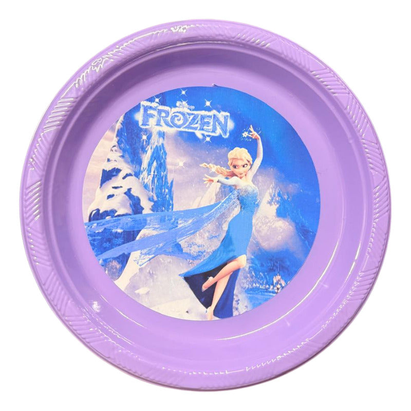 X 6 Plato Plástico Frozen Elsa Fiesta Infantil Cotillon Celeste