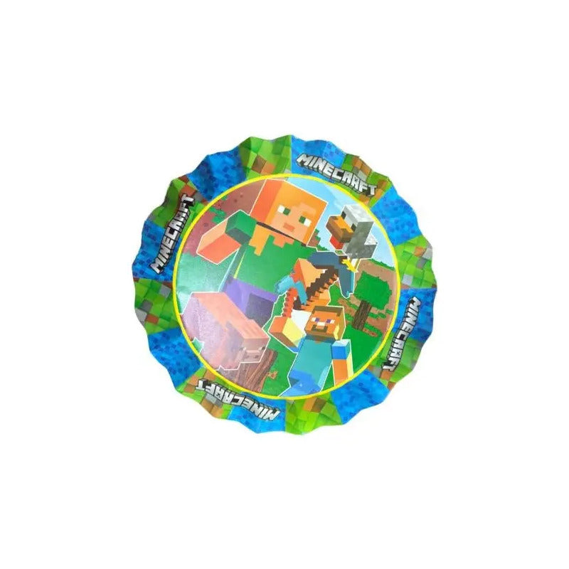 Pack 4 Bandejas Cumpleaños Minecraft ( Cartón 32 Cm ) Verde