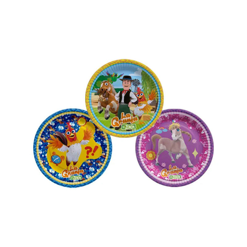 Pack 6 Platos De Cumpleaños Granja De Zenon