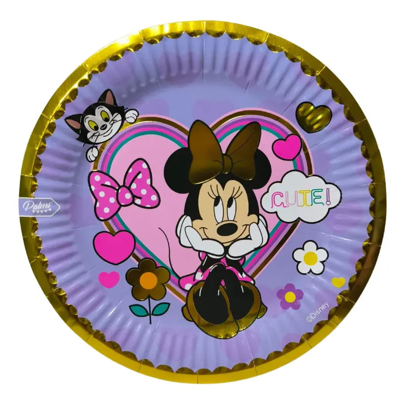 Platos Cumpleaños Minnie Mouse (6 Unidades) Morado Y Dorado