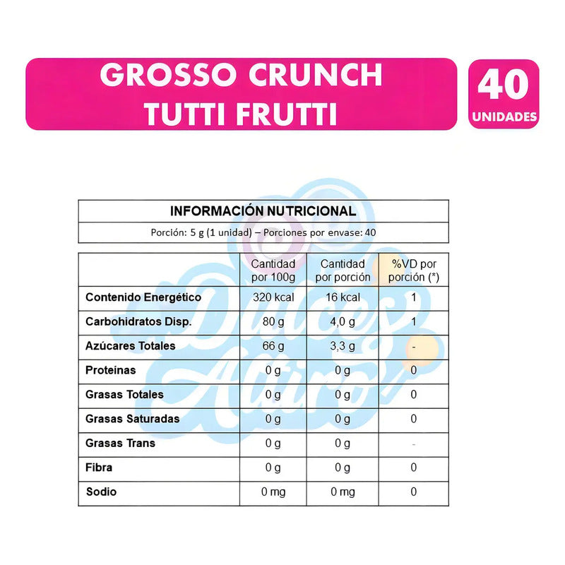 Chicle Grosso Crunch Tutti Frutti (contiene 40 Unidades)