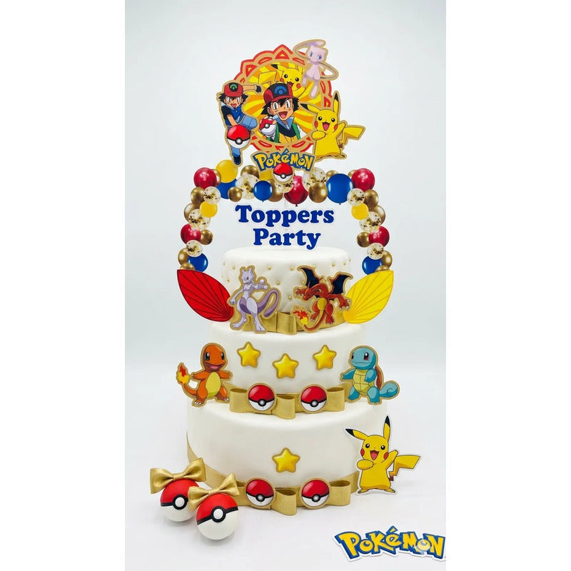 Set Toppers Pokémon Para Torta De Cumpleaños Amarillo