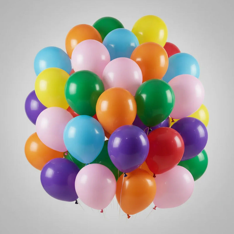 Pack 50 Globos De Colores Para Cumpleaños 25 Cm