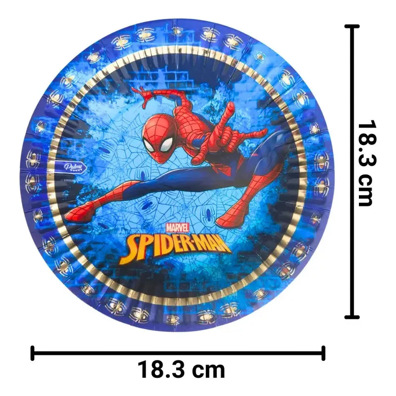 Set 6 Platos Cartón Spiderman 18cm Para Cumpleaños Azul Y Rojo Azul Rojo