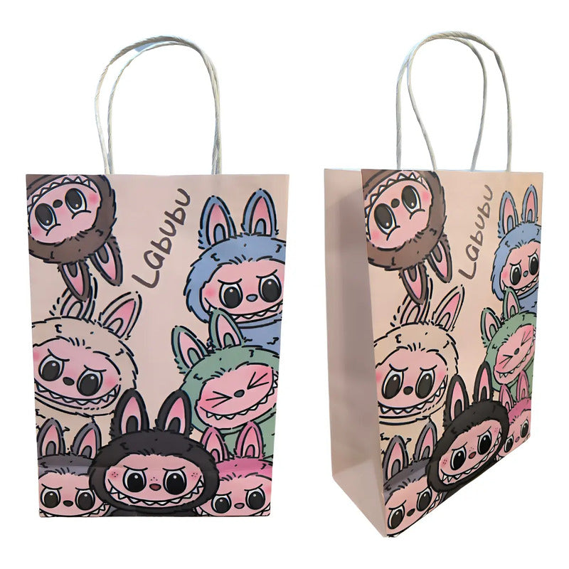 Pack 10 Bolsas De Papel De Cumpleaños Labubu 32*22 Marrón Claro