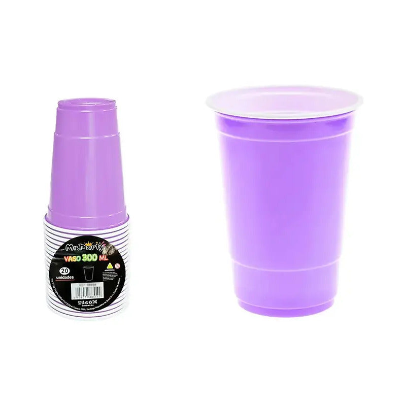 Pack 20 Vasos Plásticos 300cc Colores A Elección Dekotillon