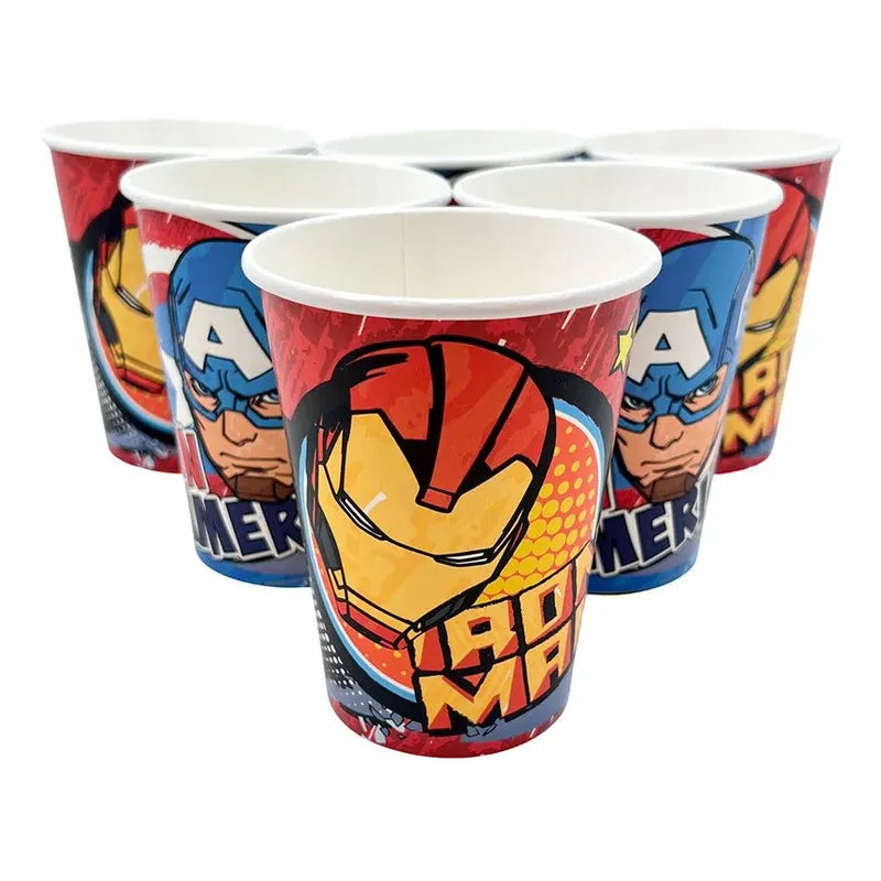 Vasos Avengers Iron Man Y Capitán América Pack 6 Unidades Rojo