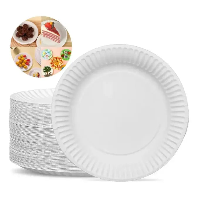 Platos De Cartón N°3 Desechables Blancos 20 Cm Para Fiestas Blanco