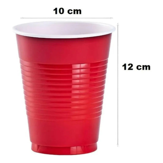Vasos Grandes Bicolor Color Rojo 16oz 480cc X50 Unidades Rojo