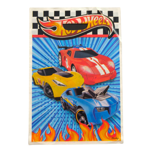 Pack 10 Bolsas Dulceras Cumpleaños Hot Wheels 20x30 Cm Azul
