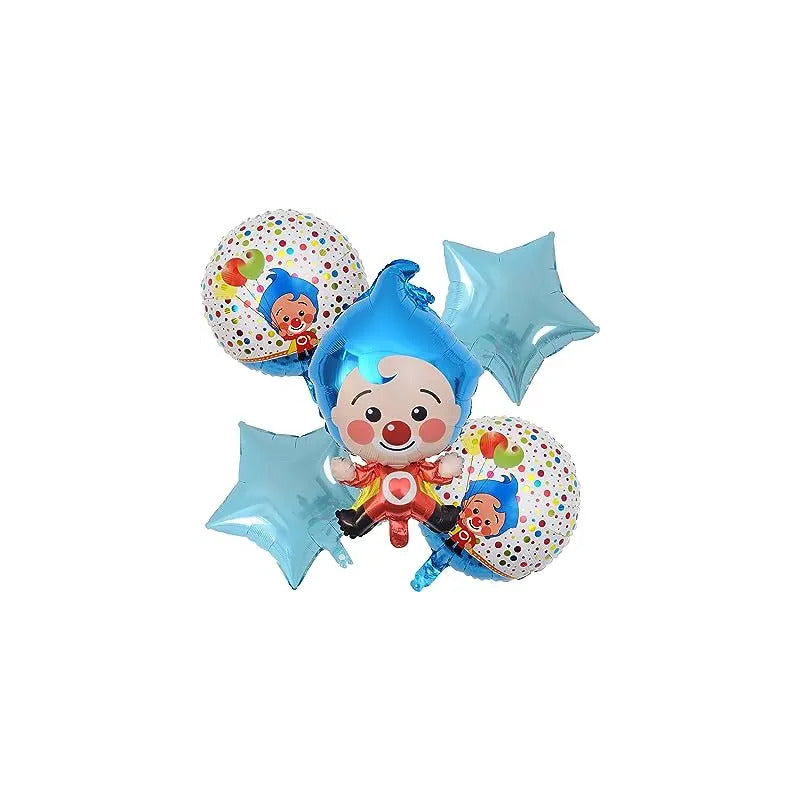 Set De Globos Payaso Plim Plim 5 Unidades Celeste
