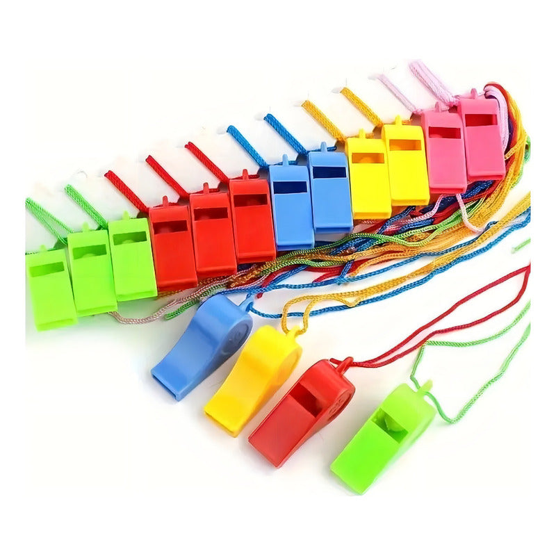 Pack 24 Silbatos Plásticos De Niños Con Colgante