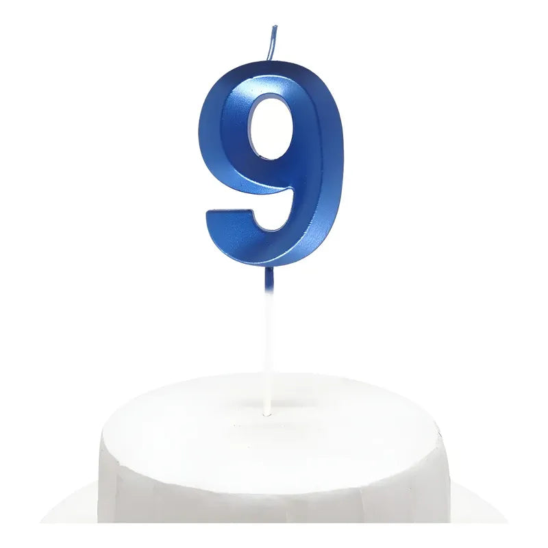 Vela De Cumpleaños Numeral Azul Brillante 5x7 Cm