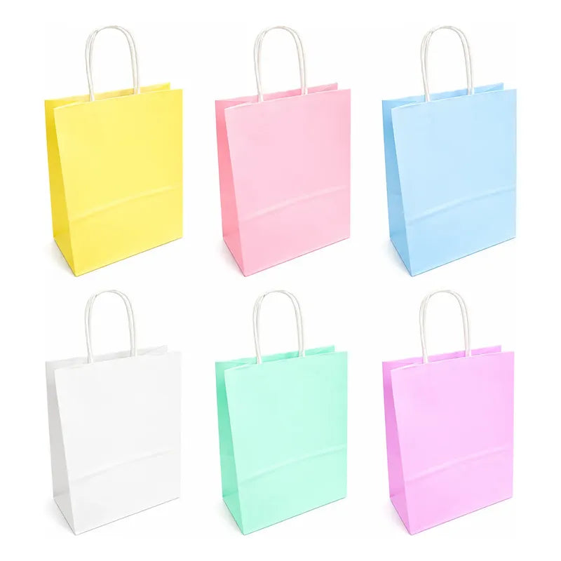 12 Bolsas De Papel De Regalo Colores Pastel Con Asa 15x12 Cm Surtido