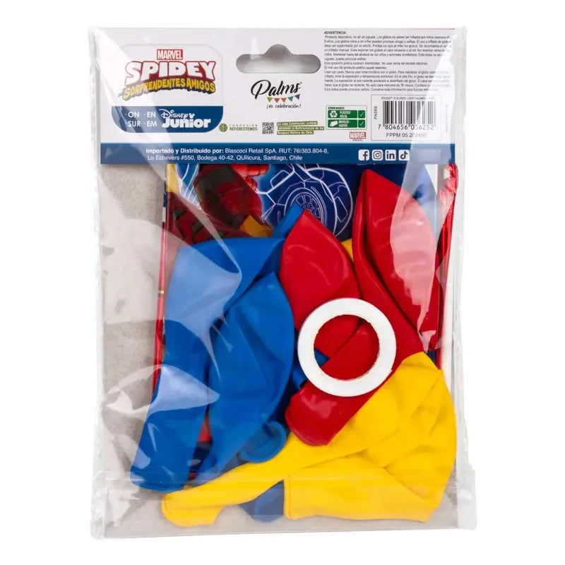 Bouquet Globos Liso, Confeti Y Nylon Spidey 12 Unidades
