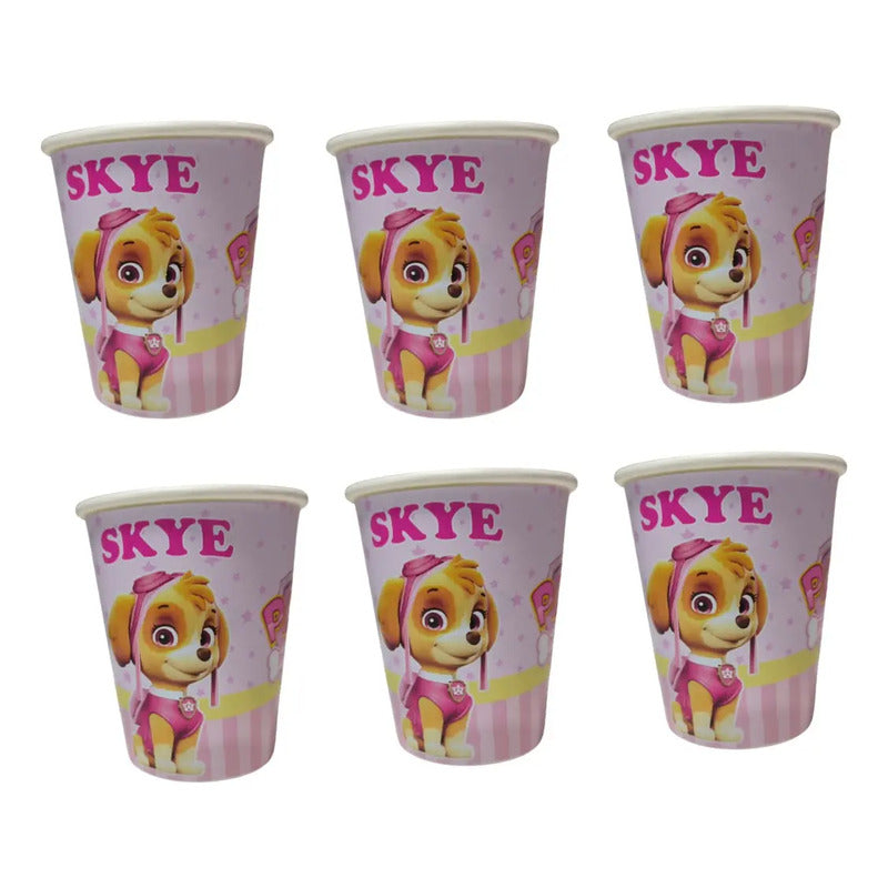 Pack 6 Vasos Cumpleaños Sky Paw Patrol Rosa