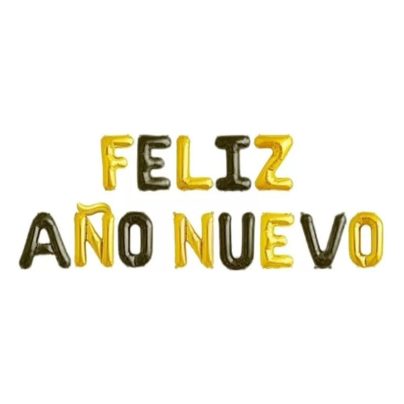 Frase De Globo Feliz Año Nuevo Decoración Negro Letra
