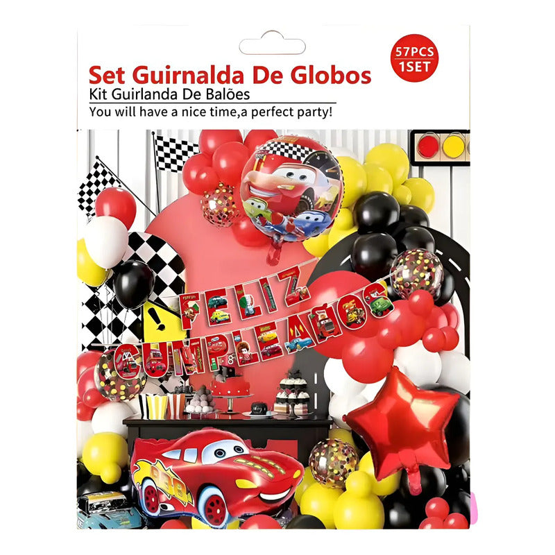 Decoración Globos Candy Bar Cars Cotillón Cumpleaños Rojo