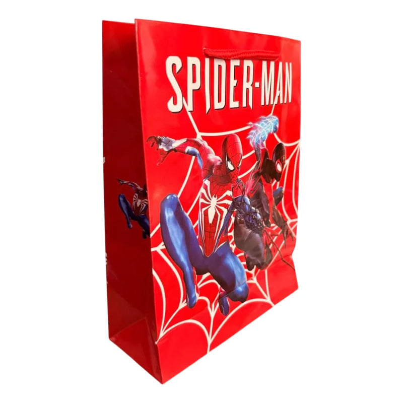 Bolsa Cumpleaños Spider-man Diseño Cotillón Cumpleaños X 12 Rojo