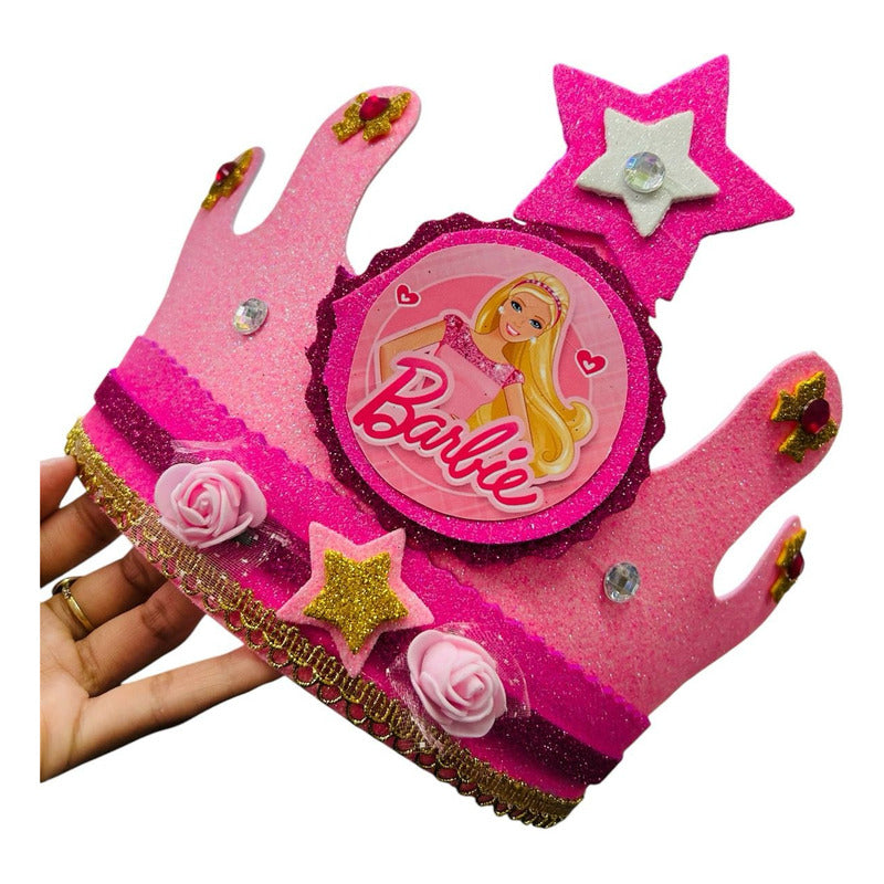 Corona De Cumpleaños Festejado Barbie Rosa