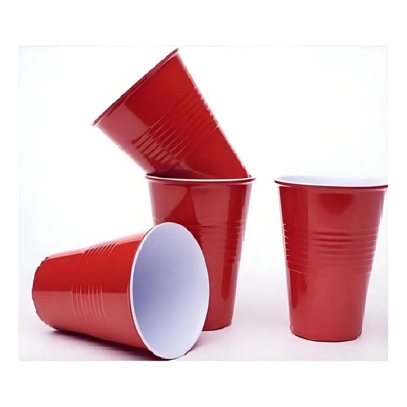 Vasos Grandes Bicolor Color Rojo 16oz 480cc X50 Unidades Rojo