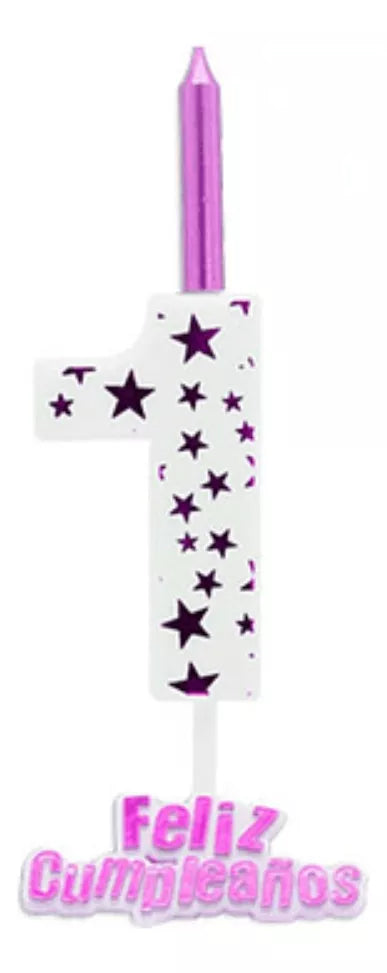 Vela De Cumpleaños De Estrella Rosada 13 Cm