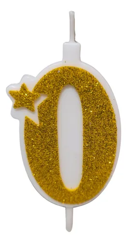 Vela De Numero Dorada Con glitter 12 Cm