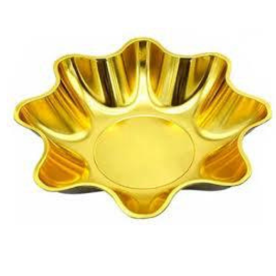 Pack 2 Bandejas Fuente Dorado Forma De Flor Para Aperitivos