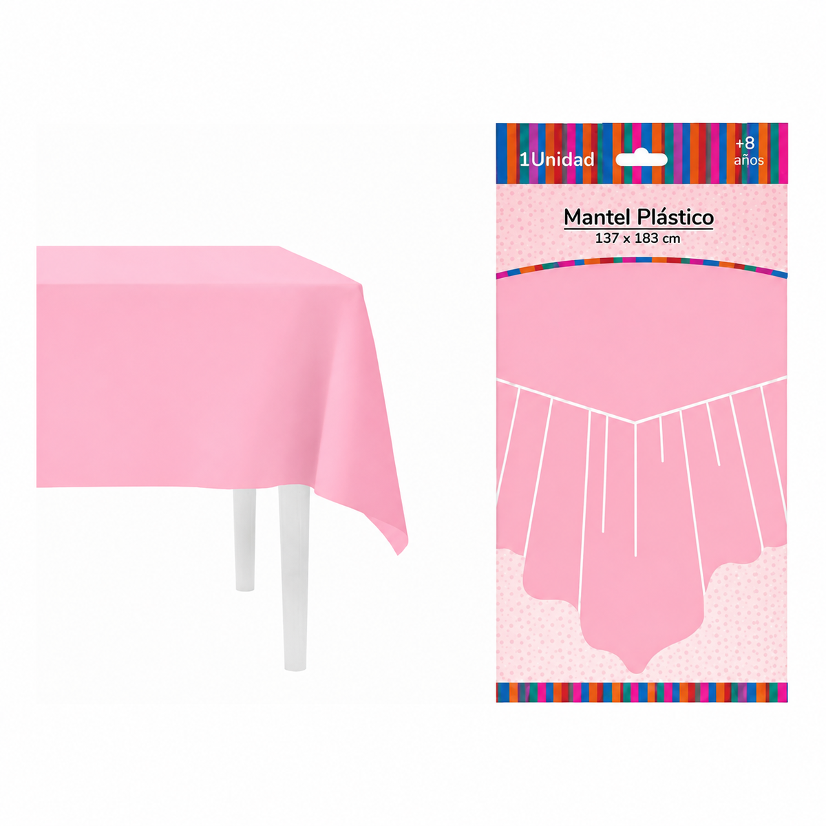 Mantel De Mesa Rectangular Liso Colores Pasteles 137x183 Rosa