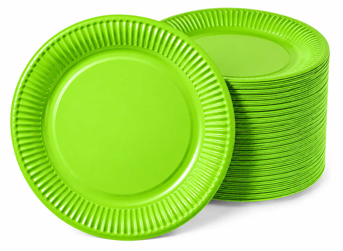 Pack 25 Platos De Cartón Desechables Para Fiestas Cumpleaños Verde