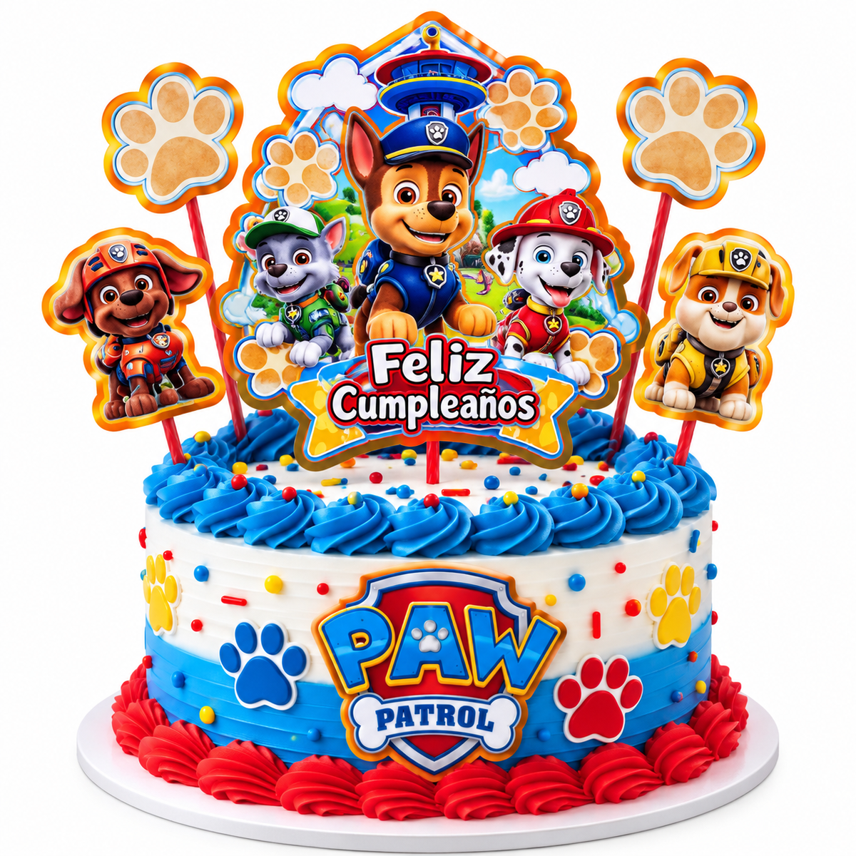 Topper De Torta Cumpleaños Paw Patrol Cotillón
