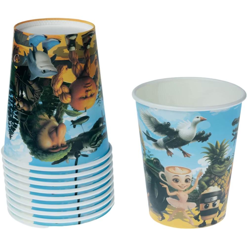 Pack 10 Vasos Cotillón Cumpleaños Tralaleros Brainrot