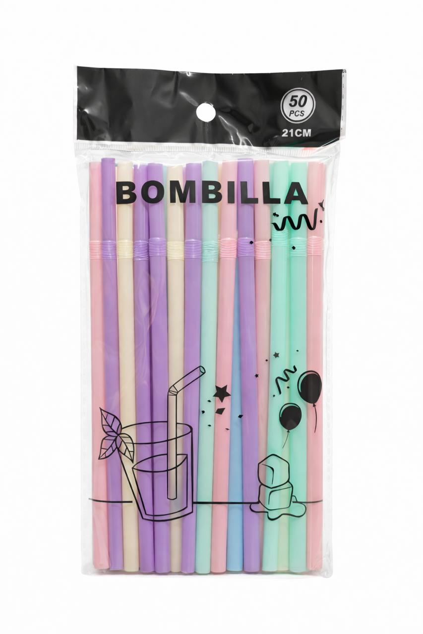 Bombillas Plásticas Colores Pasteles Pack 50 Unidades 21cm