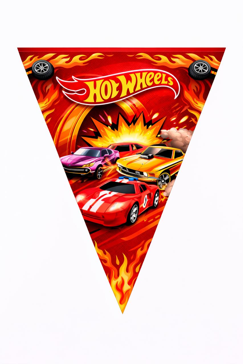 Guirnalda Banderines Hot Wheels Fiesta Cumpleaños
