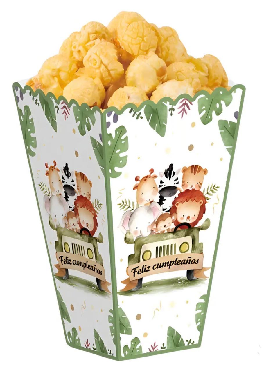 Pack De 6 Cajas De Palomitas Safari En Cartón Verde Musgo