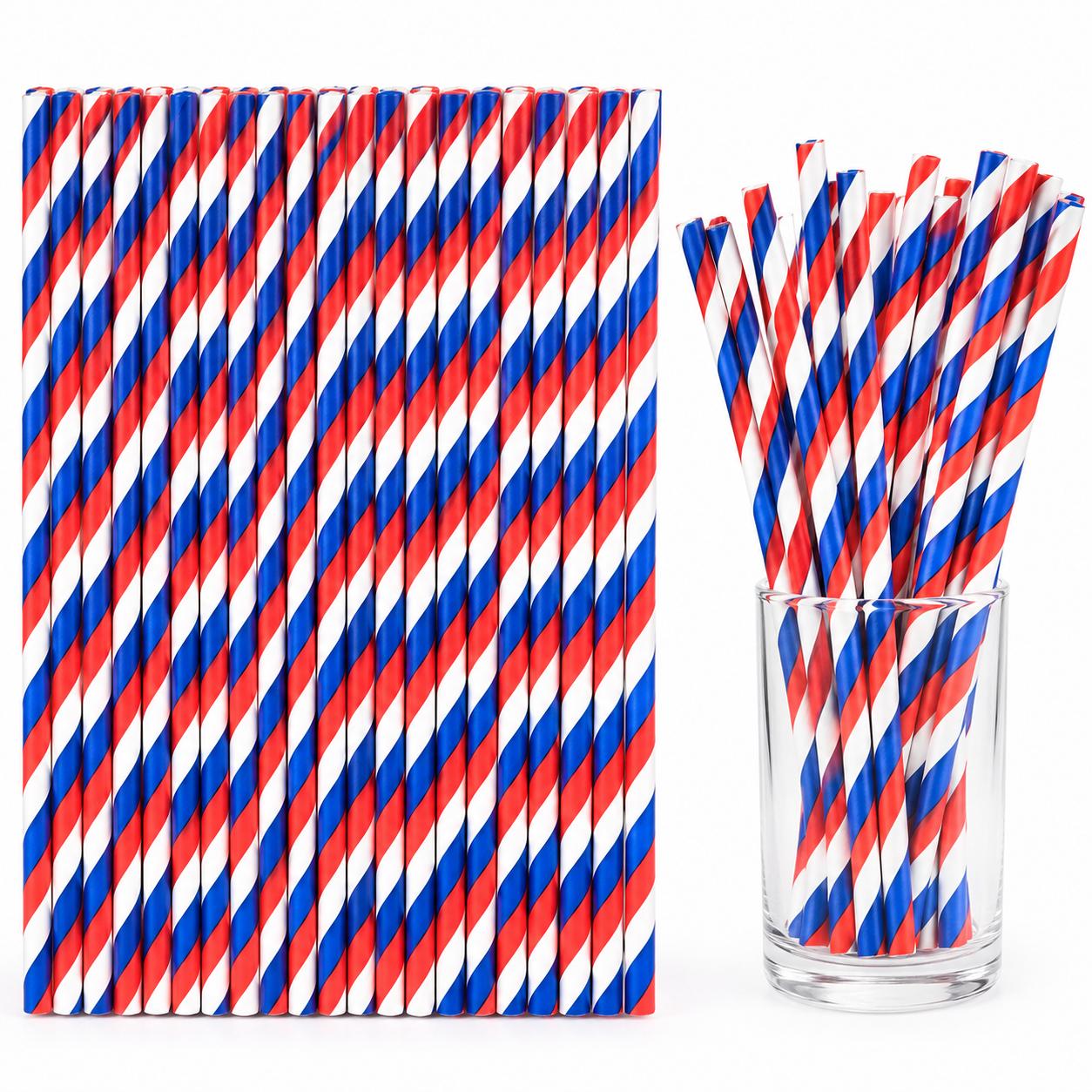 100 Unidades Bombillas De Papel Tricolor Fiestas Patrias
