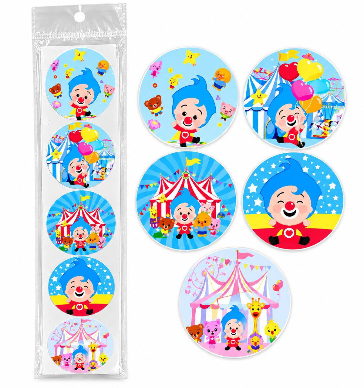 Stickers Plim Plim Redondos Surtidos - Pack 100 Unidades