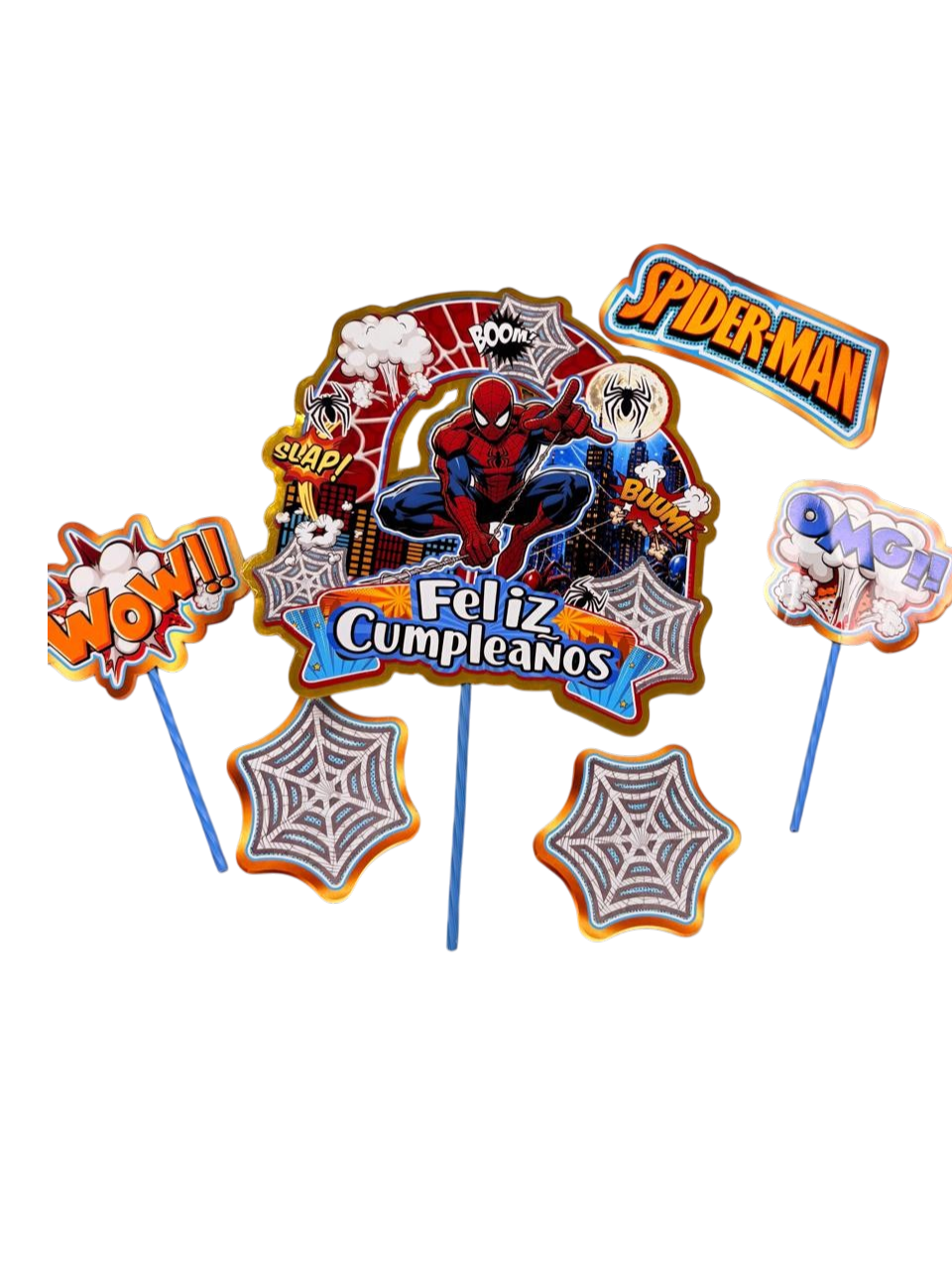 Toppers Para Torta Spiderman Marvel Cumpleaños Rojo
