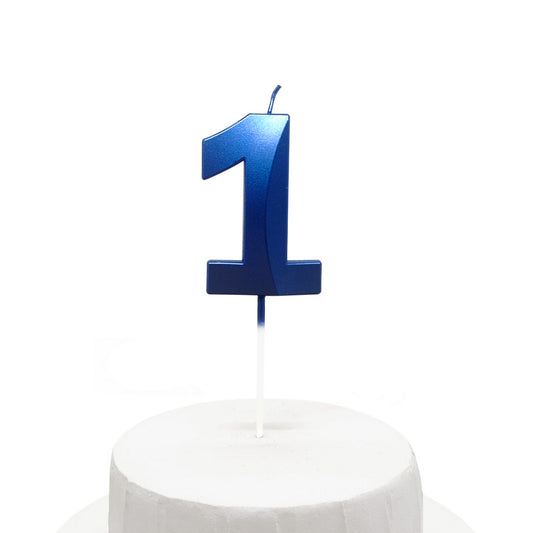 Vela De Cumpleaños Numeral Azul Brillante 5x7 Cm