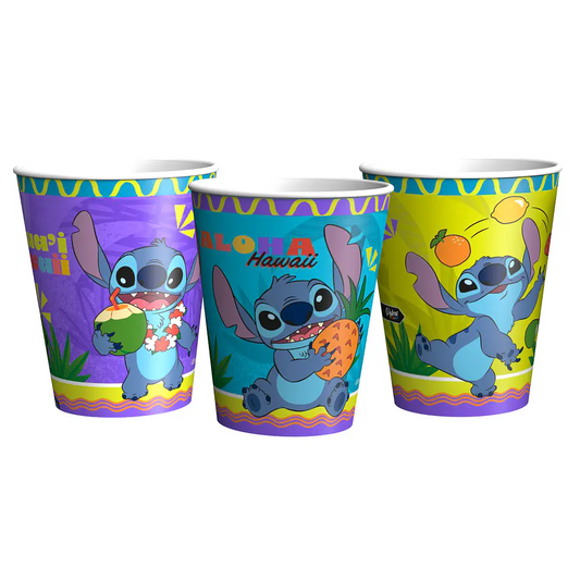 Pack 6 Vasos Descartables De Cumpleaños Lilo Y Stitch