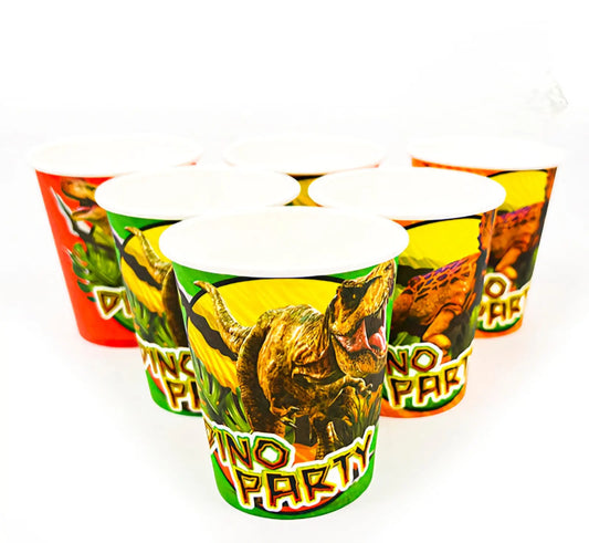 X 6 Vasos De Fiesta Con Diseño De Dinosaurios Dino Party