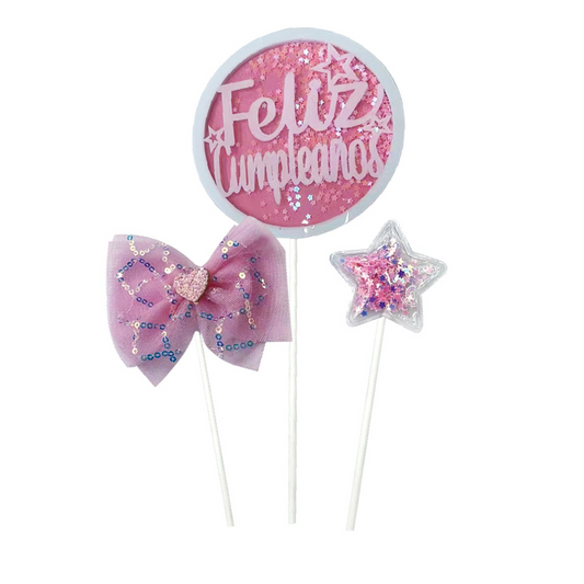 Topper glitter rosado