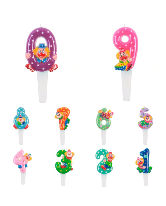 Vela Número payaso retro ochentero