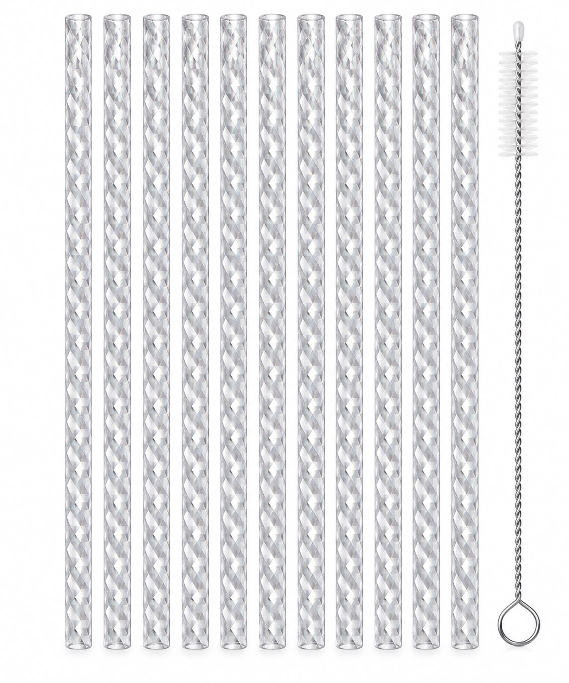 Set 10 Bombillas Reutilizables De Acrílico Transparente + Cepillo