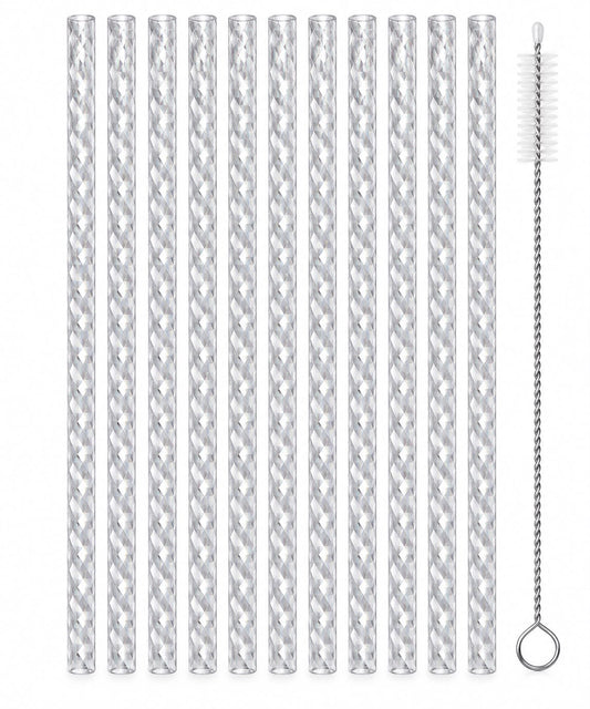 Set 10 Bombillas Reutilizables De Acrílico Transparente + Cepillo