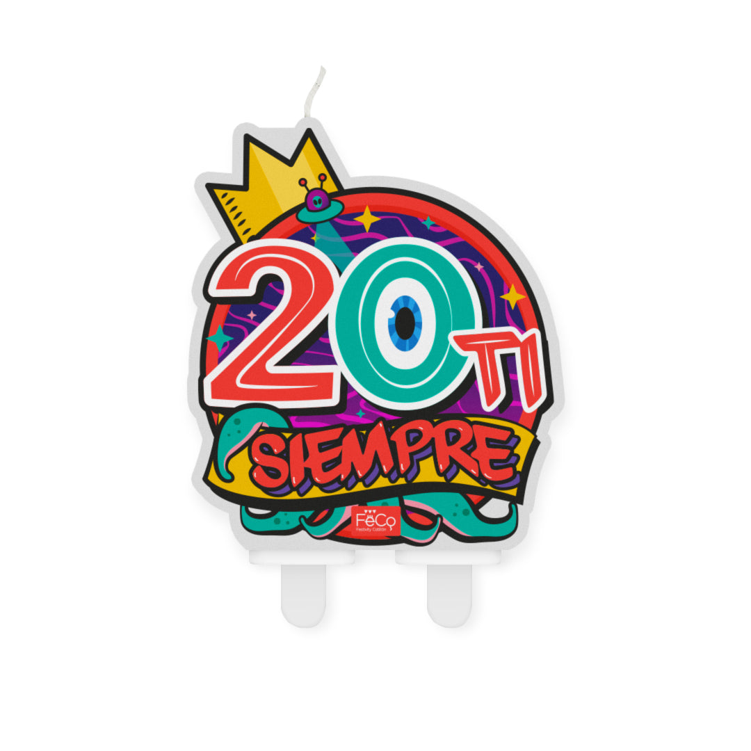 Vela Cumpleaños 20 Y  Siempre Diseño Urbano