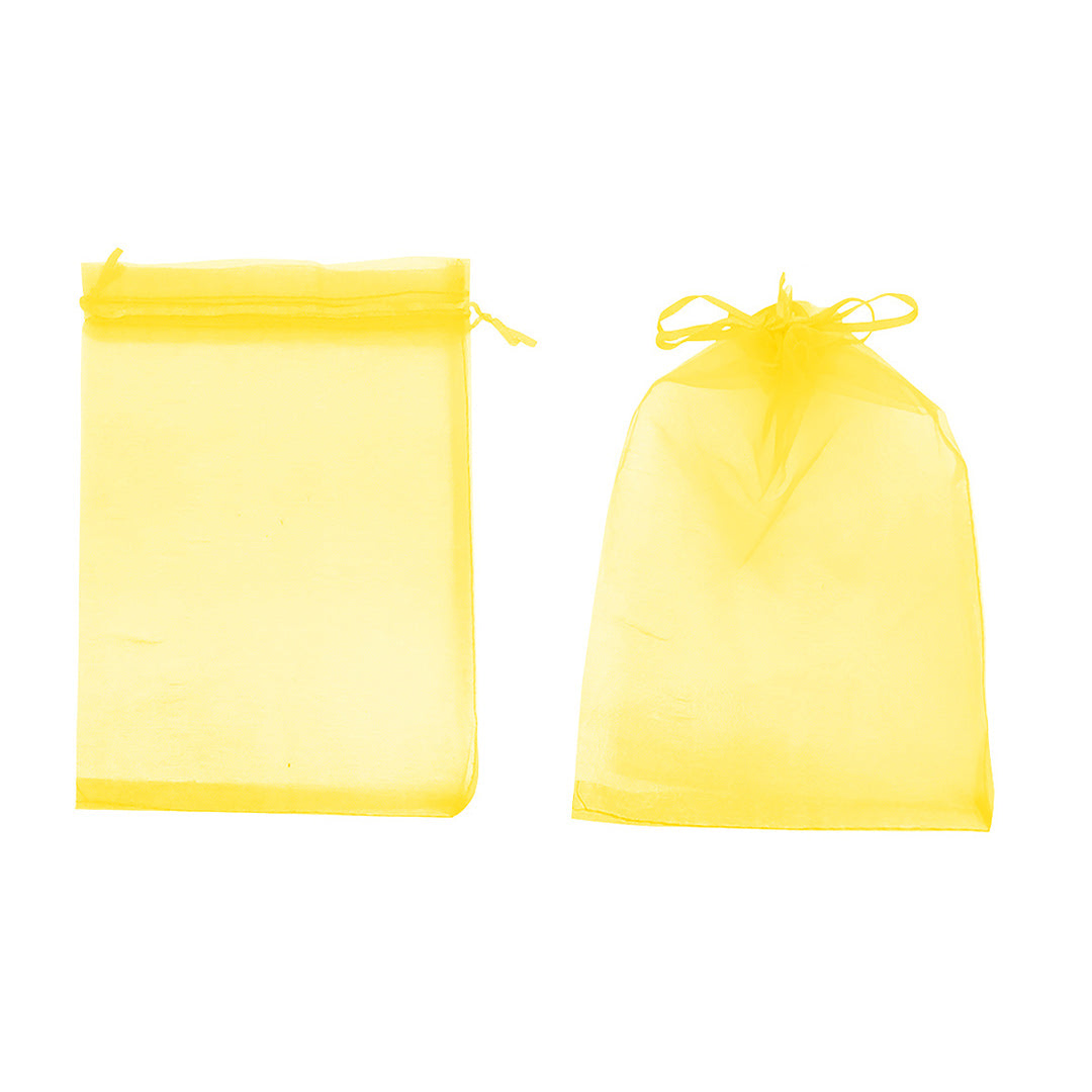 Pack 12 Bolsitas De Organza Amarilla Joyas Y Regalos 12 X 17 Cm