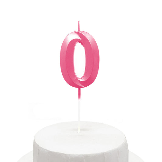 Vela De Cumpleaños Numeral Rosado Brillante 5x7 Cm