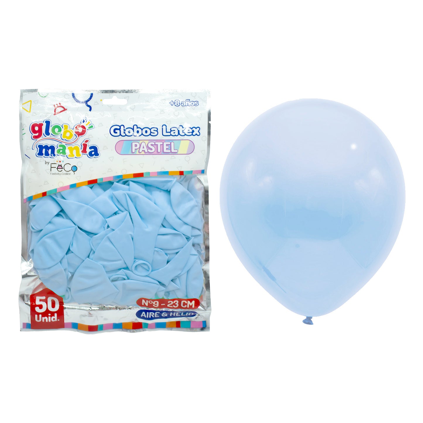 Globos Látex Color Pastel Celeste X 50 Unidades